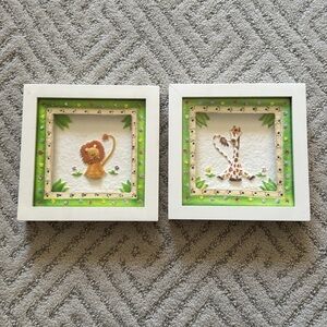 Sandy Russell Nursery Art lion & giraffe set of 2 (7.5”x 7.5”)